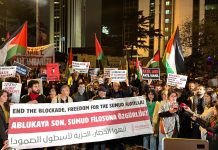 İşgalci İsrail’in Sumud Filosuna saldırısı protesto edildi